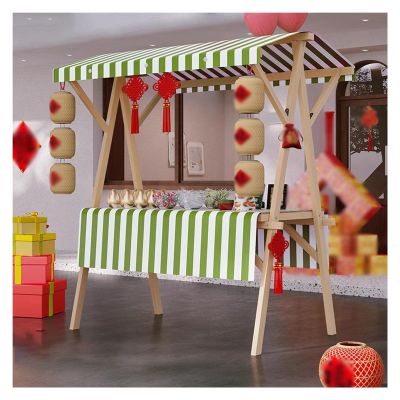 Generic Folding Market Stand Snack Cart with Awning, Flag, and Wheels, Green (47.2 x 23.6 x 78.7 in)