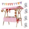 Generic Sales Cart, Foldable Wooden Street Food Cart with Awning and 3 m Decorative Flag, Mobile Market Stand for Events and Festivals, Pink Flower Stand (150 x 60 view 1