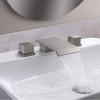 QYYZTQY Brushed Square Waterfall Bathroom Basin Faucet with Double Handles and Flat Spout, 3-Hole Installation view 1