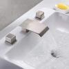 QYYZTQY Brushed Square Waterfall Bathroom Basin Faucet with Double Handles and Flat Spout, 3-Hole Installation view 3