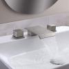 QYYZTQY Brushed Square Waterfall Bathroom Basin Faucet with Double Handles and Flat Spout, 3-Hole Installation view 4