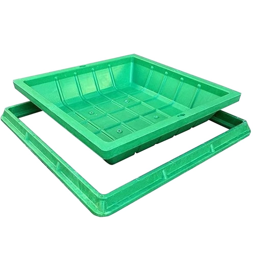 JUCCJUXIN Invisible Resin Septic Tank Cover and Frame, Recessed Manhole Cover, 100 × 100 cm (39.4 × 39.4 in)