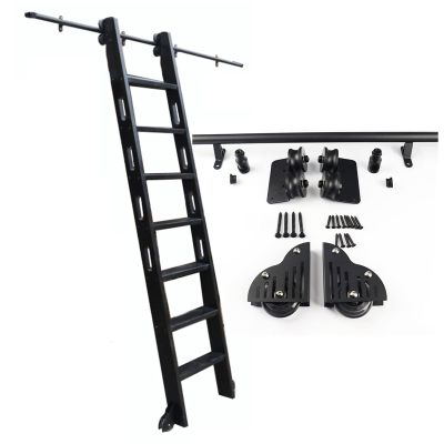 Heavy-Duty Rolling Ladder Rail Hardware Kit, 400 cm Rails for Libraries, Bookcases, Warehouses and Bars | Ladder Not Included