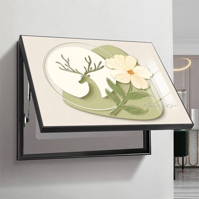 Decorative Electrical Panel Cover, Flip-Cover Wall Art, Black, 4.60 × 40 cm / 23.6 × 15.7 in
