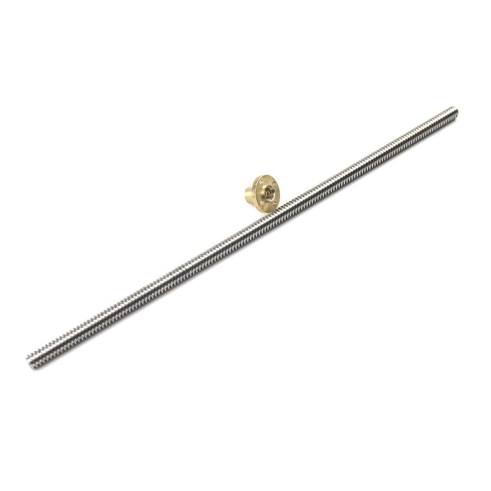 1-Piece CNC 3D Printer T10 Lead Screw with Brass Nut, 100–1200 mm Length, for 3D Printers and Engraving Machines (450 mm, 2 mm Pitch, 8 mm Lead)