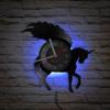 Smotly Vinyl Wall Clock with Engraved Greek Mythology Horse Design and LED Night Light view 1