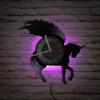 Smotly Vinyl Wall Clock with Engraved Greek Mythology Horse Design and LED Night Light view 3