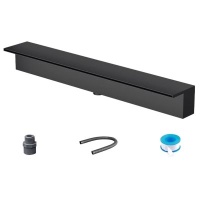Pool Waterfall Overflow Channel, Stainless Steel, Black, 19.7 in/50 cm