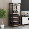 IEOWY Corner AV Cabinet, 6-Tier Open Audio Equipment and Record Storage Rack view 1