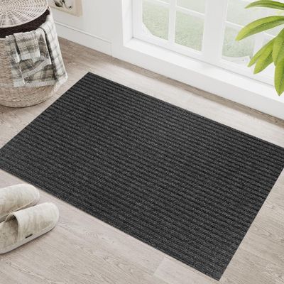 XUCHOU Indoor Doormat 90 x 115 cm, Dirt-Trapping, Non-Slip, Washable & Weather-Resistant, Black
