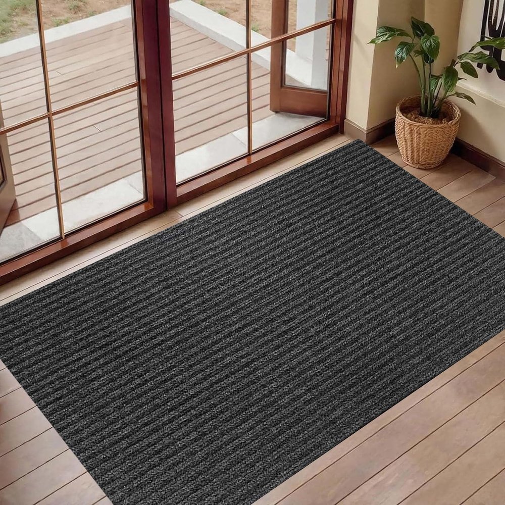 XUCHOU Outdoor Doormat 95 x 150 cm, Dirt-Trapping Mat, Non-Slip, Washable and Weather-Resistant, Black