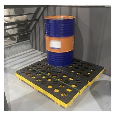 Industrial Spill Containment Tray, Modular Stackable Platform with Drain for Oil Drums