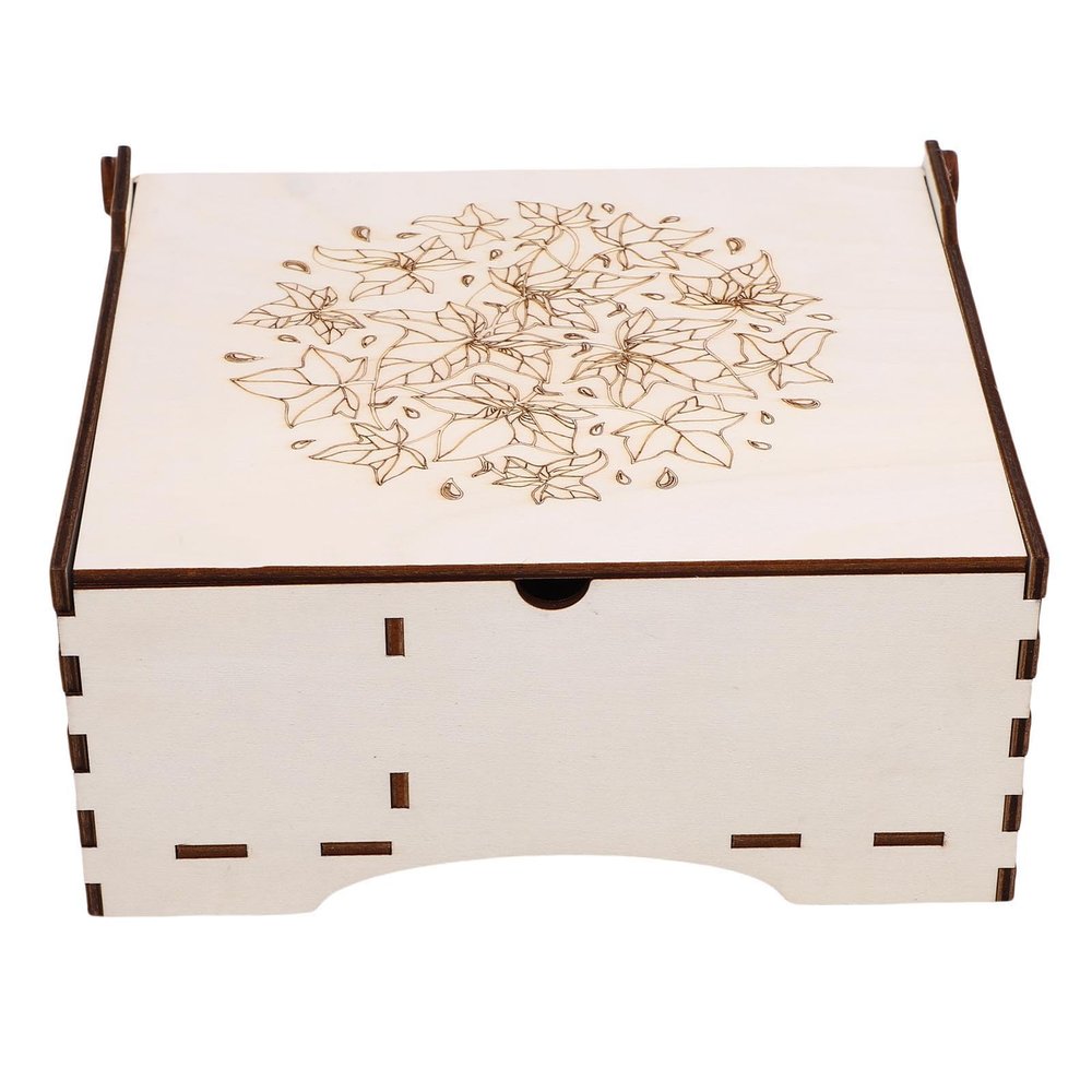 Diyeeni Interlocking Storage Box, 4 Compartments, Natural Wood