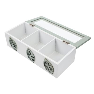 ERINGOGO Wooden Tea Bag Organizer with 3 Compartments