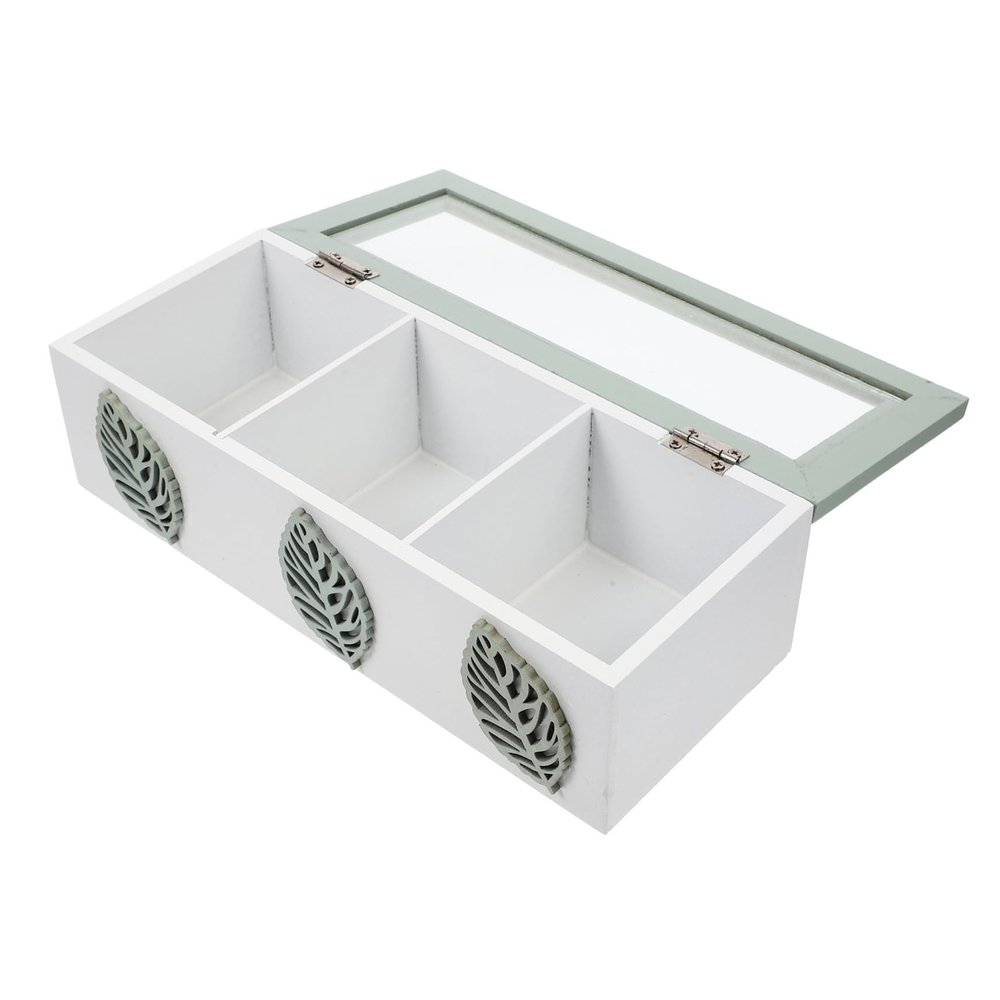 ERINGOGO Wooden Tea Bag Organizer with 3 Compartments