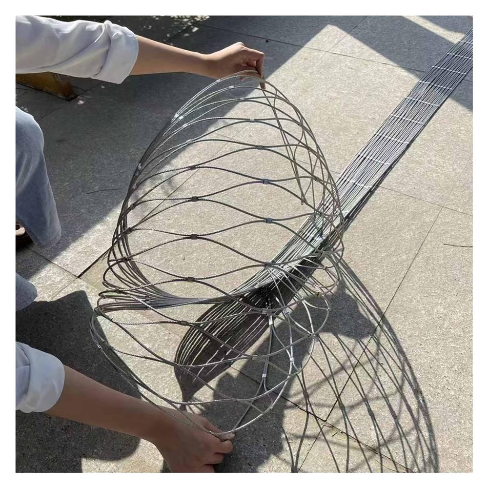Stainless Steel Cable Net, 10 cm/2 mm Plant Climbing Trellis, Flexible Cable Railing Mesh Safety Net (1 x 26 m)
