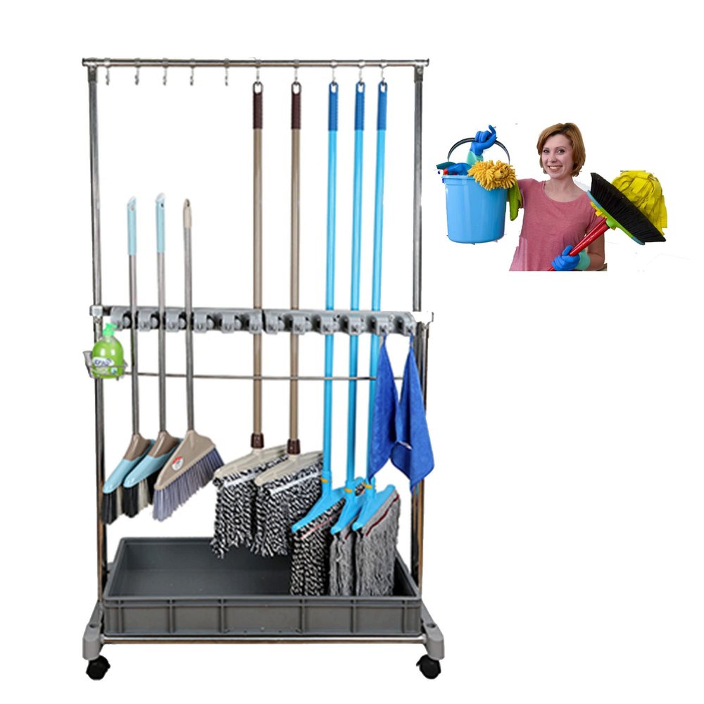 MJMLUCK Mobile Commercial Mop Stand and Cleaning Cart with Universal Wheels