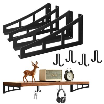 SOGAL Shelf Brackets, 25.4 cm, Heavy-Duty, 4-Pack, with Storage Hooks, 158.8 kg