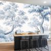 Non-Woven Photo Wallpaper 200 x 140 cm, Retro 3D Blue Forest Stream view 3