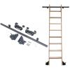 Retractable Rolling Ladder Hardware Kit, Rustic Black Round Rail for Indoor/Attic Use (6 m), Easy-Install Sliding Ladder System, Ladder Not Included view 1