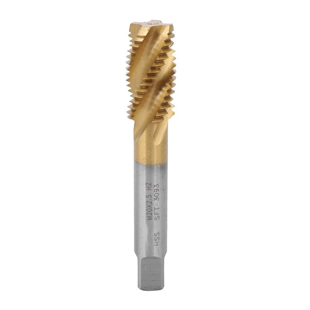 M20 x 2.5 mm Spiral Cobalt Machine Tap, High-Speed Steel, Gold/Silver
