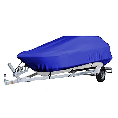Waterproof Boat Cover, Heavy-Duty Trailerable Oxford Cover for V-Hull and Center Console Boats, Fits 6.3–7.6 m Boats