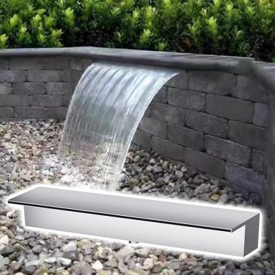 Adjustable Stainless Steel Pond Waterfall Spillway, Silver, 32 in/81 cm