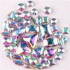 LuminaCreek Sew-On Glass Rhinestones, Silver Prong Setting, 50 pcs, 11 Shapes, Crystal AB view 1