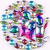 LuminaCreek Sew-On Glass Rhinestones, Silver Prong Setting, 50 pcs, 11 Shapes, Crystal AB view 3