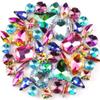 LuminaCreek Sew-On Glass Rhinestones, Silver Prong Setting, 50 pcs, 11 Shapes, Crystal AB view 4