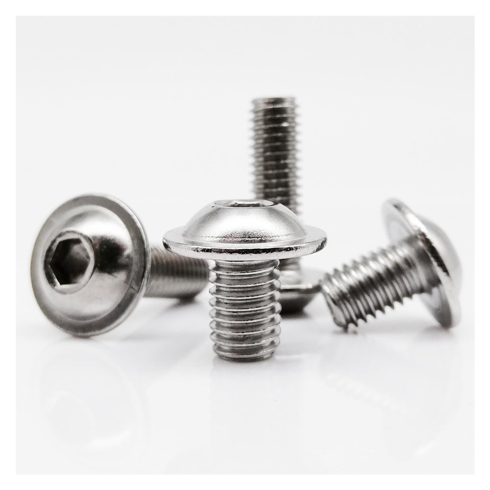 10-Pack M6 × 30 mm A2/304 Stainless Steel Hex Socket Button-Head Flange Screws with Washers
