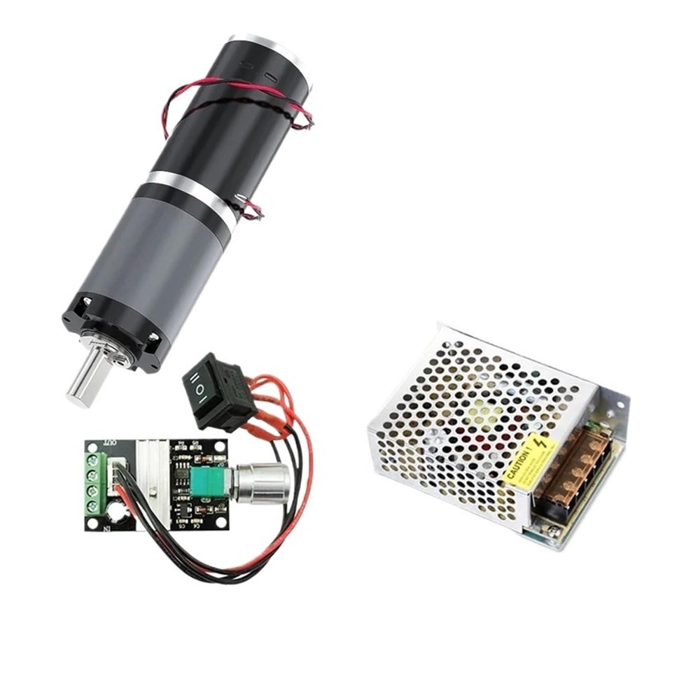 YAKUFAST 32GP-31ZY Planetary Gear Motor, 12 V, 583 RPM, Bracket, Controller and Power Supply, Adjustable Reverse Direction, Package C
