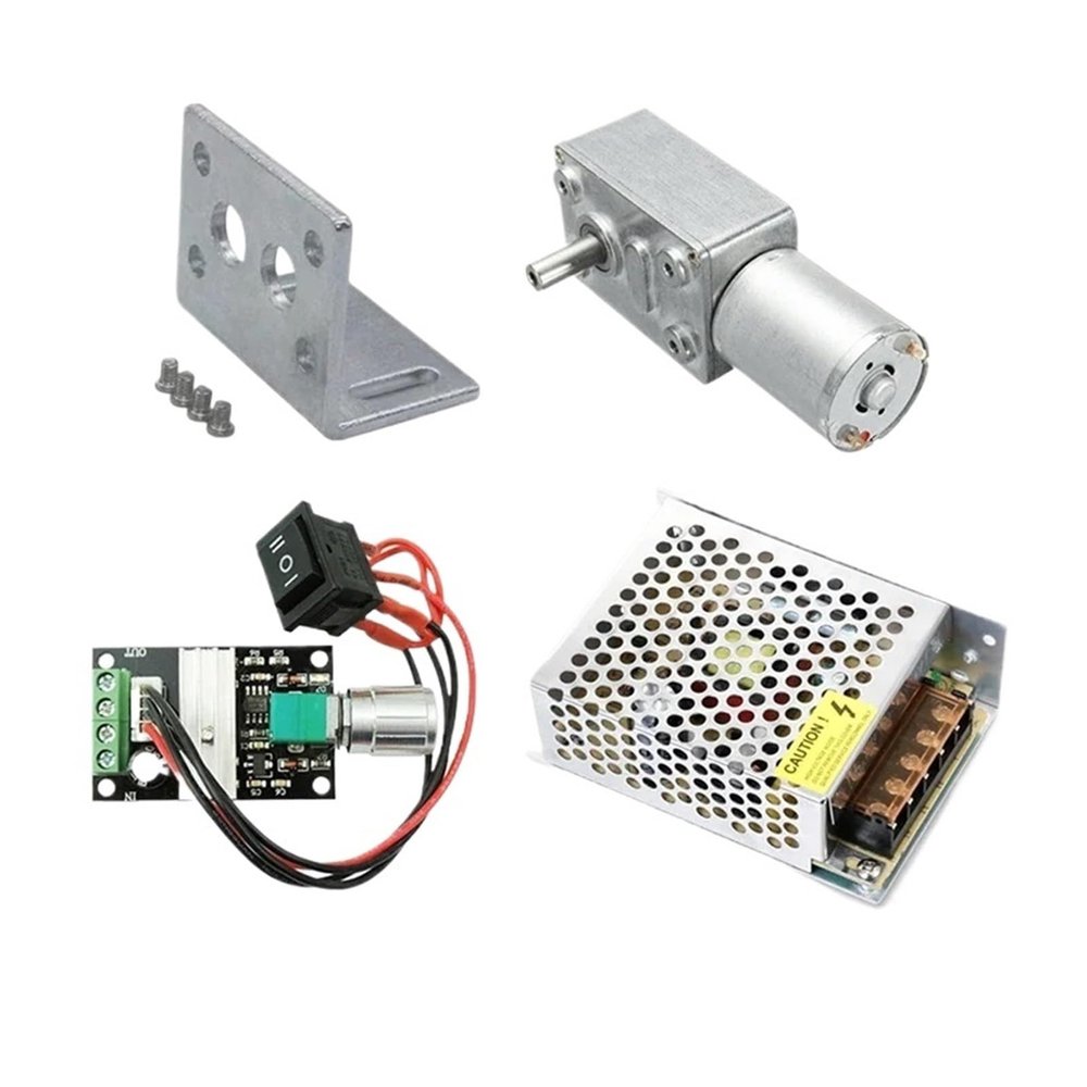 YAKUFAST JGY370 Gear Motor, 12 V, 24 V, Low Speed, High Torque, JGY370 Bracket + Controller + Power-Reversing Gearbox, Mini Reduction Gear Motor (Package B, 2 RPM, DC 12 V)