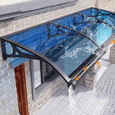 Waterproof Outdoor Door Awning, Polycarbonate and Aluminum, for Patios, Roofs and Windows, Blue, 80 x 220 cm