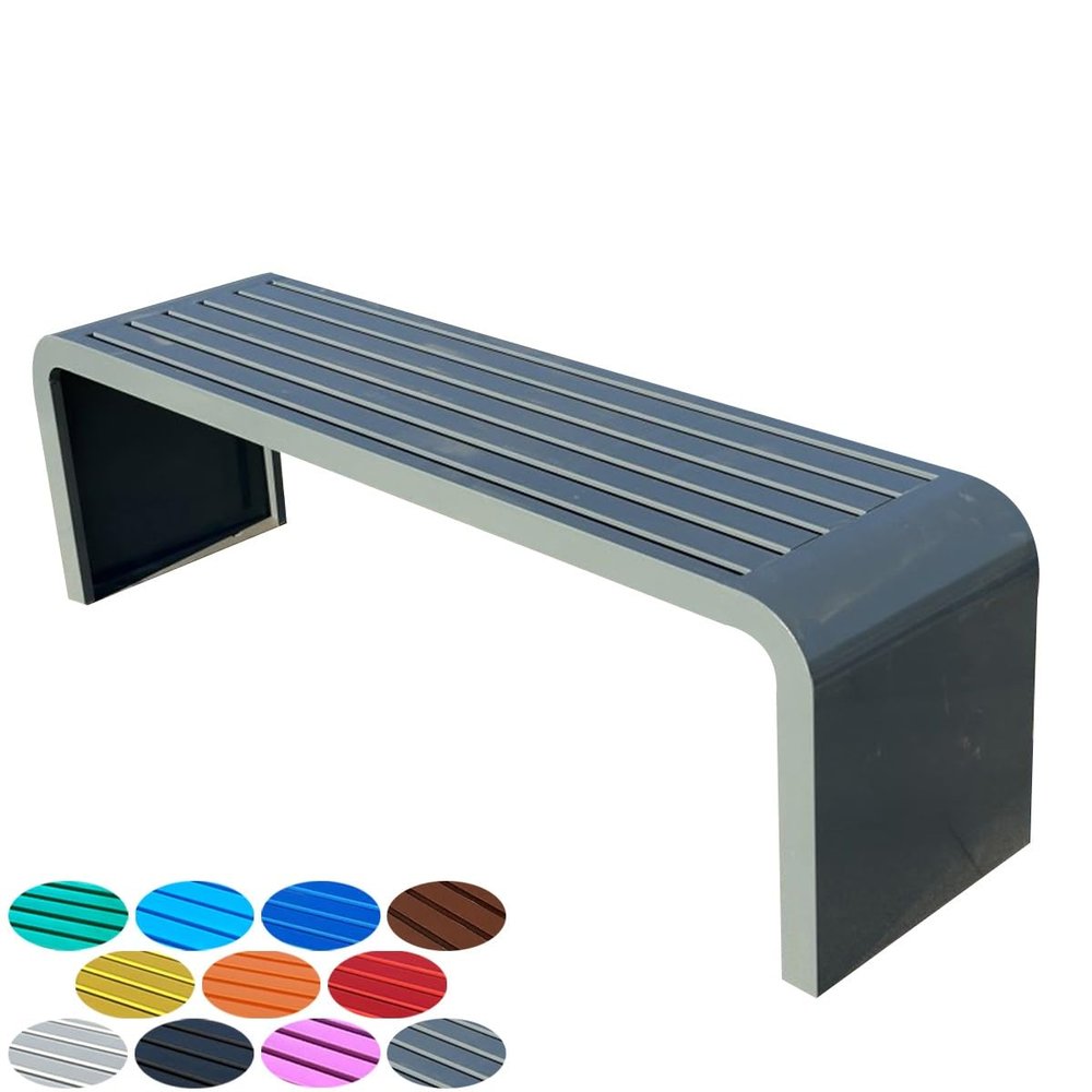 Outdoor Metal Garden Bench for 2, Gray, 39.4 x 19.6 x 17.7 in
