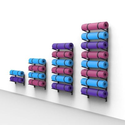 Wall-Mounted Storage Rack for Yoga Mats, Foam Rollers, Skateboards and Skis