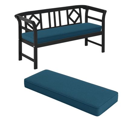 3 cm Washable Linen Bench Cushion with Non-Slip Bottom and Piping, 150 x 35 x 3 cm