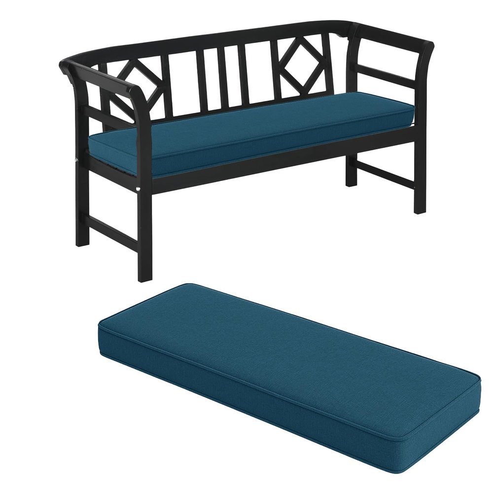 3 cm Washable Linen Bench Cushion with Non-Slip Bottom and Piping, 150 x 35 x 3 cm
