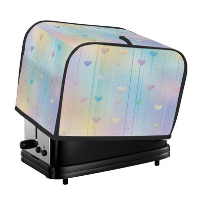 Toaster Cover for 2 Slices, Colorful Love Design, Universal Dustproof and Waterproof Toaster Protector