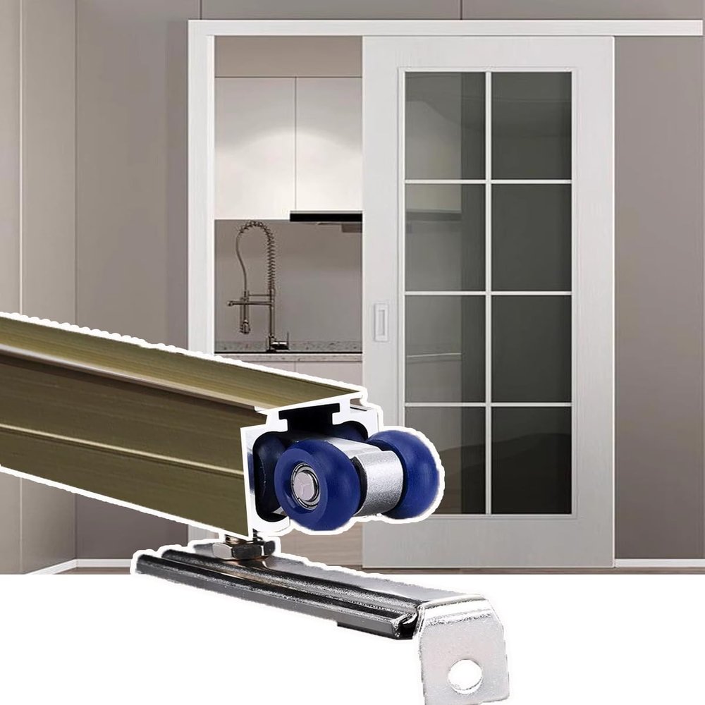 Interior Sliding Door Hardware Set with Soft-Close Rollers, 36/48/72-Inch Box Rail