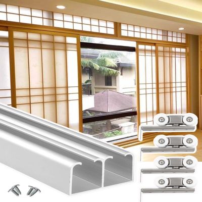 Silver Double Sliding Barn Door Hardware Set, 1.83–3.36 m