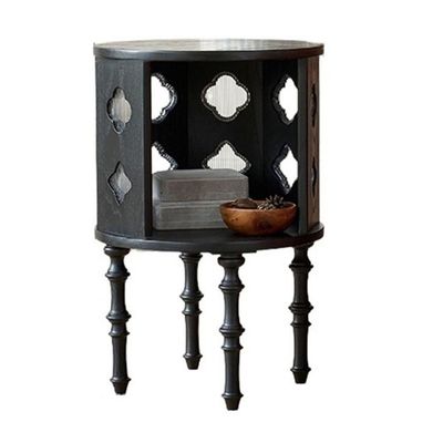 Zhaoj24-05 Black Vintage Sofa Side Table with Hollow Storage