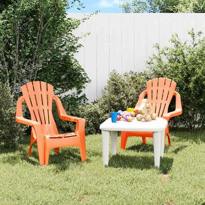 Mandloder Children's Garden Chairs, 2-Piece Set, Orange, 37 x 34 x 44 cm, Polypropylene Wood Look