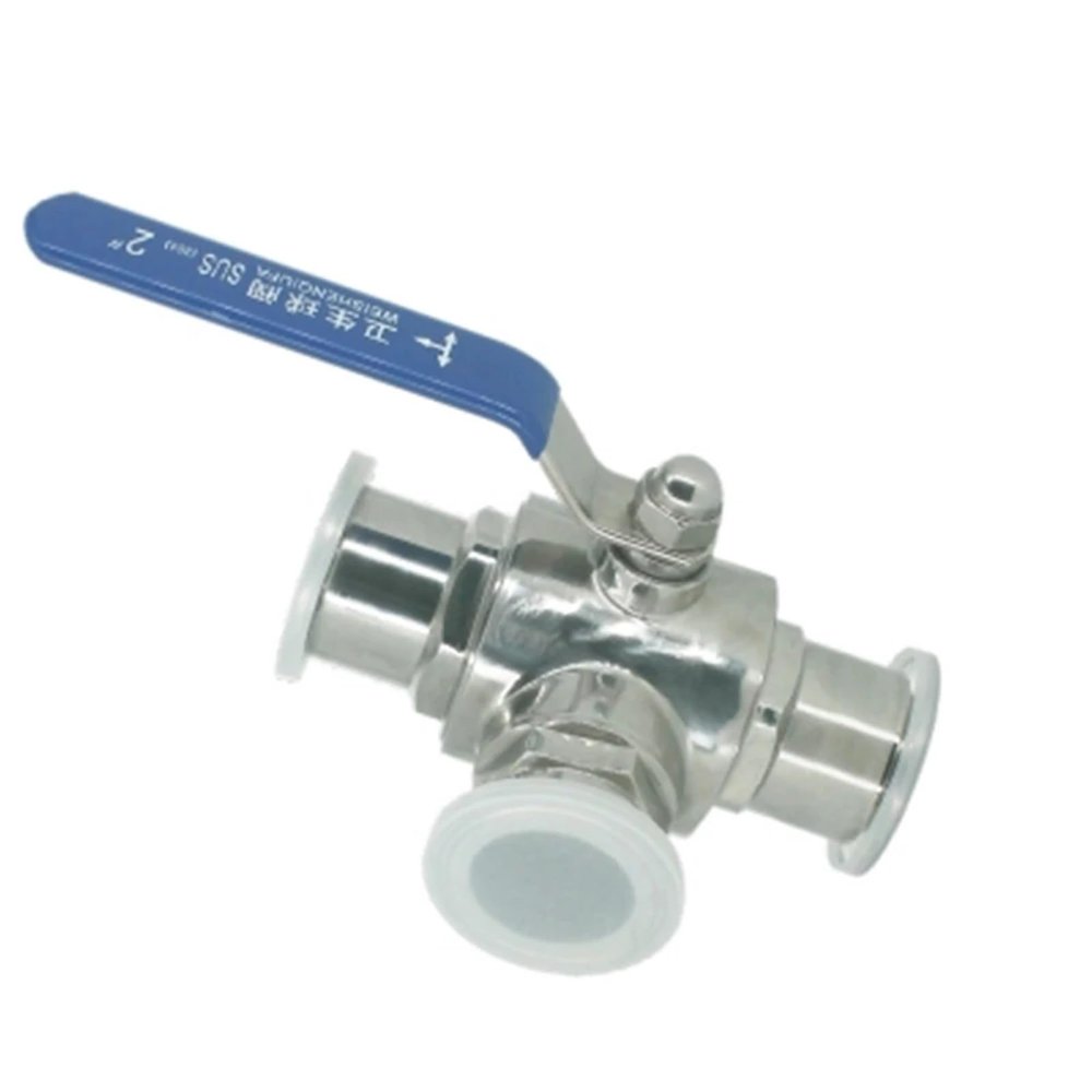 19/25/32/38 mm 304 Stainless Steel Sanitary 3-Way Ball Valve, Tri-Clamp Ferrule Type, 1 Pc (19 mm, T-Type)