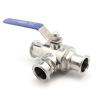 19/25/32/38 mm 304 Stainless Steel Sanitary 3-Way Ball Valve, Tri-Clamp Ferrule Type, 1 Pc (19 mm, T-Type) view 2