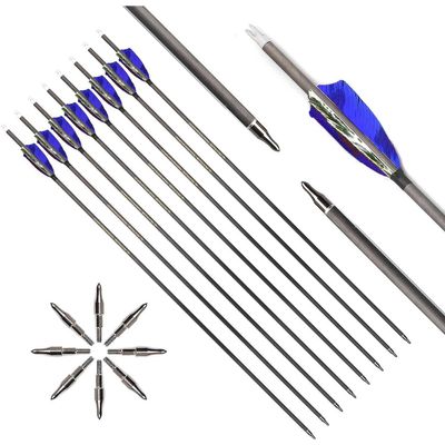 6-Pack 31-Inch 350-Spine Carbon Arrows with Removable Tips, Blue Camo A2