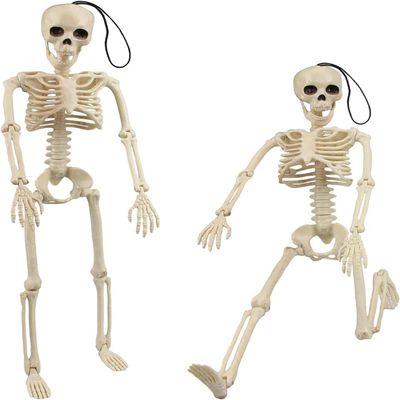 ZWLIYCHN Halloween Skeletons, 2-Pack, 40 cm Hanging Skeletons with Movable Full Bodies and Rope