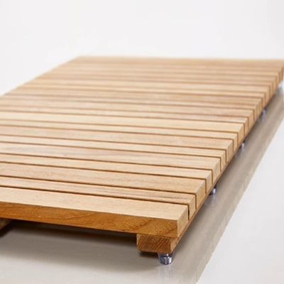 Non-Slip Solid Teak Wood Shower Mat, 76.2 x 99.1 cm, Waterproof, for Bathroom and Kitchen