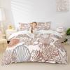 Homewish Ocean-Themed Duvet Cover Set, 220 x 240 cm, Starfish, Shells, Coral & Fish, Brown/Orange/Gray, Microfiber view 4