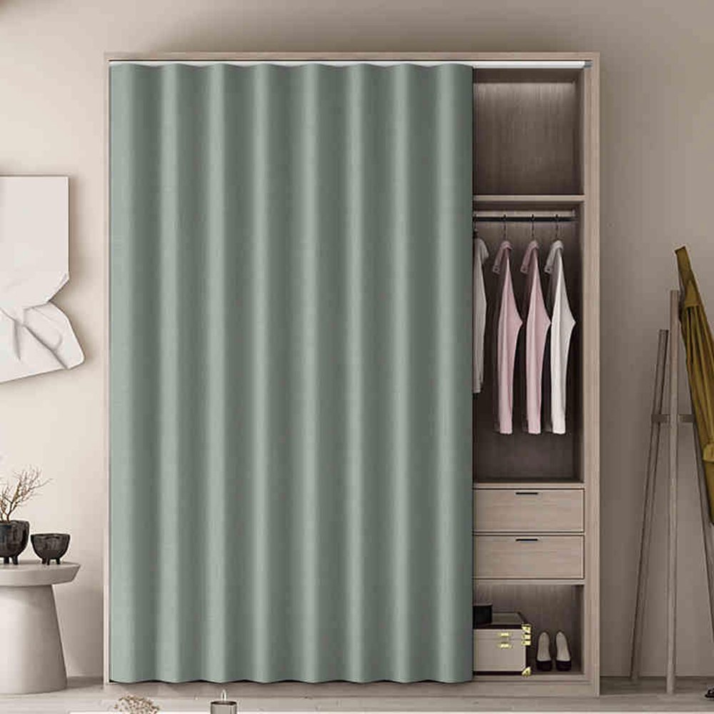 Dust Curtain for Wardrobes and Bookshelves, Self-Adhesive, Dustproof, with Track